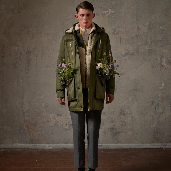 ERDEM x H&M Men Pile Lined Cotton Parka Khaki Green Coat Jacket, size M - Picture 7 of 7